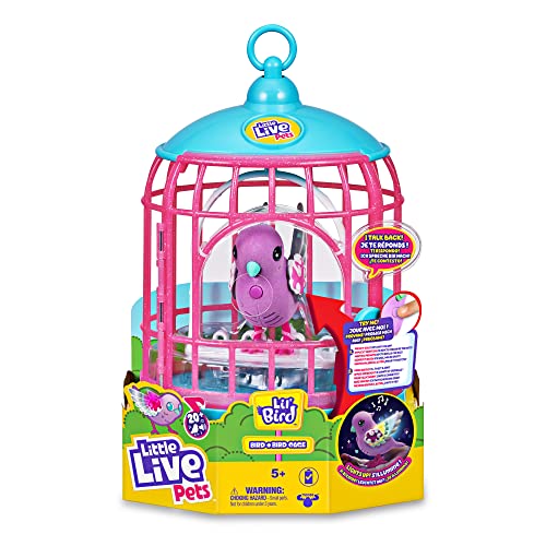Little Live Pets - Gabbia Uccelli Parlanchini, Animali Domestici Interattivi Con Oltre 20 Suoni E Reazioni, Ripetere Quello Che Dici, Con Scatola Per