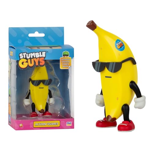Bandai - Stumble Guys - Banana Guy - Statuetta 11 Cm Con Adesivi - Personaggio Articolato - Personaggio Videogioco Stumble Guys - Pms6010B