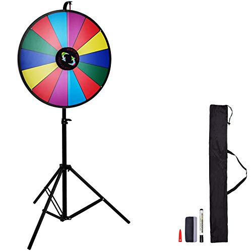 Vevor Ruota Della Fortuna 24 Pollici, Ruota Del Premio Da Pavimento 61 Cm Ruota A 14 Clicker Con Il Basamento Del Treppiedi Design Carnival Spin Game,