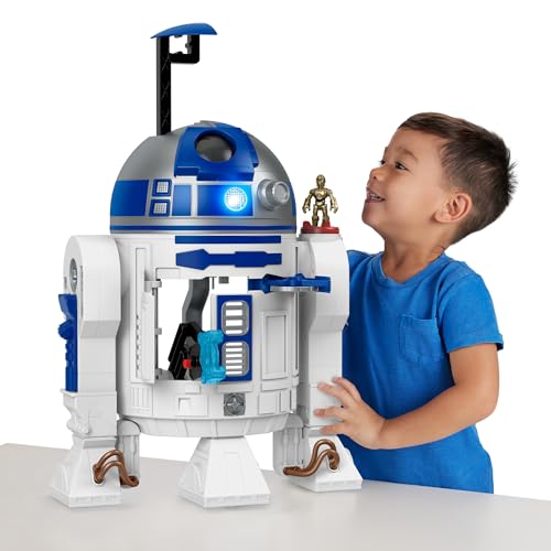 Fisher-Price Imaginext Star Wars - R2-D2, Robot Interattivo Alto 44Cm Con Luci E Suoni, Personaggio Die-Cast C-3Po E Lancia-Proiettili Inclusi, Ispira