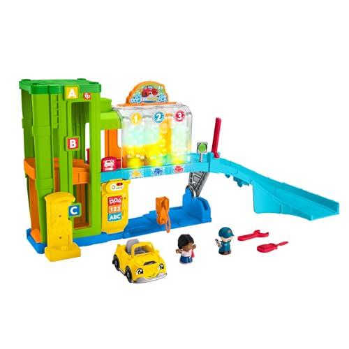 Fisher-Price Little People - Autolavaggio, Playset Interattivo Con Rampa Per Le Auto, Luci E Musica, Contenuti Smart Stages, Versione Multilingua, Gio