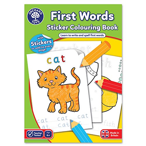 First Words - Libro Attività Educativo Da Colorare, Con Adesivi, Per Bambini Da 4 A 8 Anni