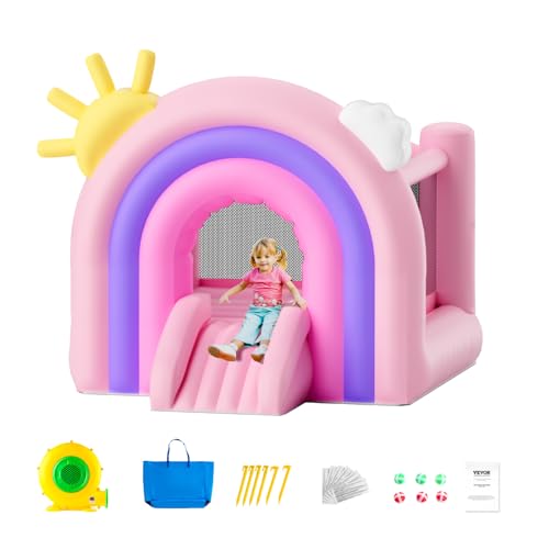Vevor Castello Gonfiabile, Trampolino Per Casetta Da Gioco Per Interni/Esterni, Castello Gonfiabile Per Bambini Con Ventilatore, Scivolo, Borsa Di Sto