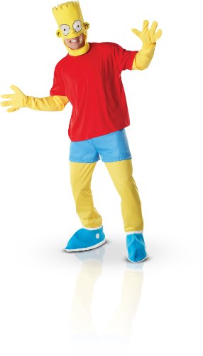 Rubies 3 880655 - Costume Per Travestimento Da Bart Simpson, Per Adulti, Taglia Xl, Colore: Rosso/Giallo