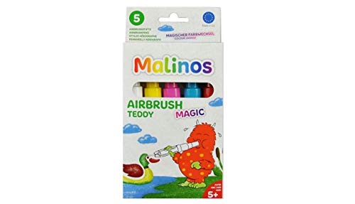 Malinos- Airbrush Magic 5Er Teddy Inkl. Schablone A6 Aerografo, 10X20X2Cm, 300967