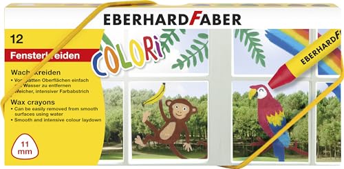 Eberhard Faber- Window Crayons Colori 12 Pieces Giocattolo, Multicolore, 524112