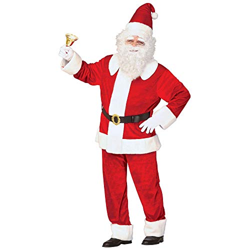 "Super Deluxe Santa Claus" Velvet (Jacket, Pants And Hat With Plush Trim, Belt With Buckle) - (Xl)