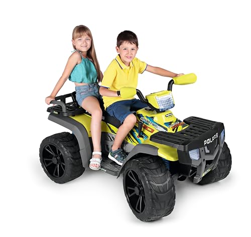 Peg Perego Polaris Sportsman Pro Citrus, Potente Quad Elettrico Con Batteria Ricaricabile Da 24V, 2 Motori Silenziosi 420W, Ruote Gommate, Radio, Fari