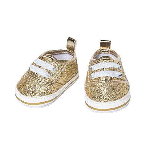 Heless Ginnastica Glitterate Per Bambole, Colore Oro, Taglia 38-45 Cm, Scarpe Eleganti Con Effetto Wow Per Occasioni Speciali, Tinta Unita, Gold, 146