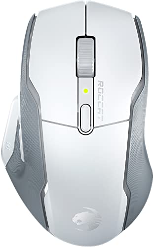 Roccat Kone Air - Mouse Da Gioco Wireless Ergonomico Con 800 Ore Di Autonomia Della Batteria, Sensore Ottico 19K Dpi, Impugnature Laterali In Gomma A 