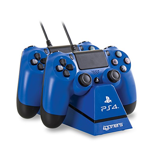 Ps4 - Ladestation Play & Charge Blau (Controller-Halterung Inkl. 2 Usb-Ladekabel)