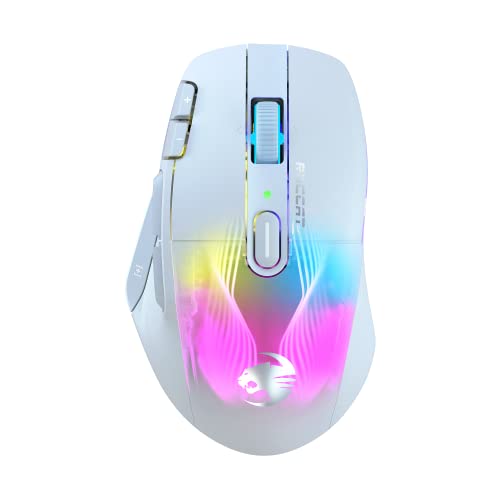 Roccat Kone Xp Air - Mouse Wireless Rgb Ergonomico Personalizzabile, Sensore Ottico 19K Dpi, 100 Ore Di Batteria E Base Di Ricarica, 29 Input Programm