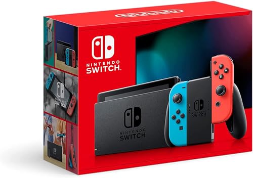 Nintendo Switch With Neon Blue And Neon Red Joy-Con