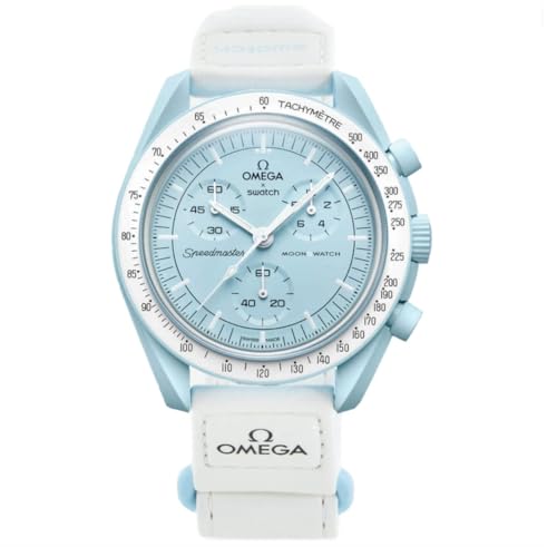 Omega X Swatch Moon Swatch Mission To Uranus Speedmaster Blue - Nuovo…, Blu, Cinturino