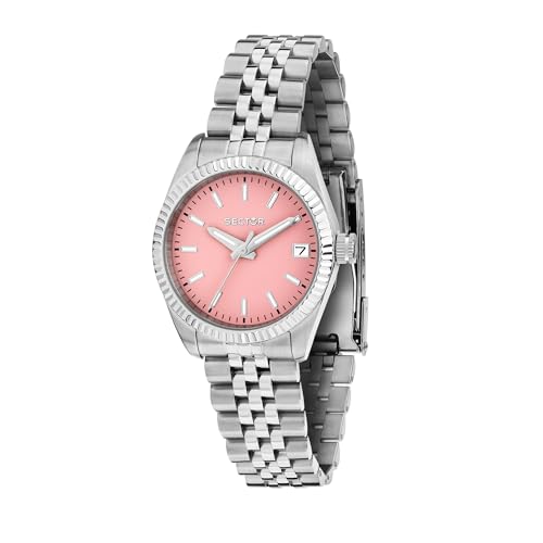 Sector No Limits Orologio Donna, Tempo, Data, Analogico, Cinturino In Acciaio, Cassa 32 Mm, Rosa, Collezione 240 - R3253240516