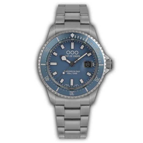 Out Of Order Casa Nova Blue Swiss Made Quarzo Acciaio Blu Data Zaffiro Orologio Uomo