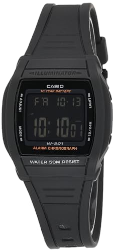 Casio Orologio Digitale Unisex In Resina Con Quadrante Nero W-201-1Bvdf, Colore Cinturino: Nero, Nero, Cinturino