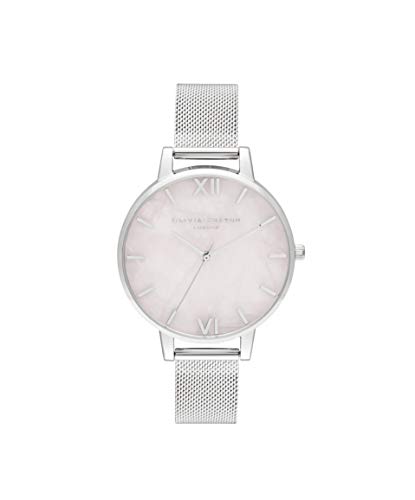 Olivia Burton Orologio Analogico Al Quarzo Da Donna Con Cinturino In Maglia Metallica In Acciaio Inossidabile Argentato - Ob16Sp18