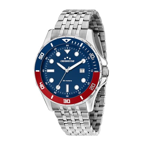 Chronostar Orologio Uomo, Tempo, Data, Analogico, Cinturino In Acciaio, Collezione Captain 2.0 - R3753318002
