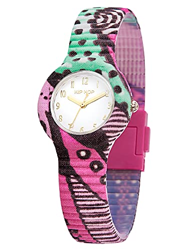 Hip Hop Orologio Donna Wax Block Quadrante Mono-Colore Bianco Movimento Solo Tempo - 3H Quarzo E Cinturino Silicone Con Tessuto Hwu1143 Multicolore
