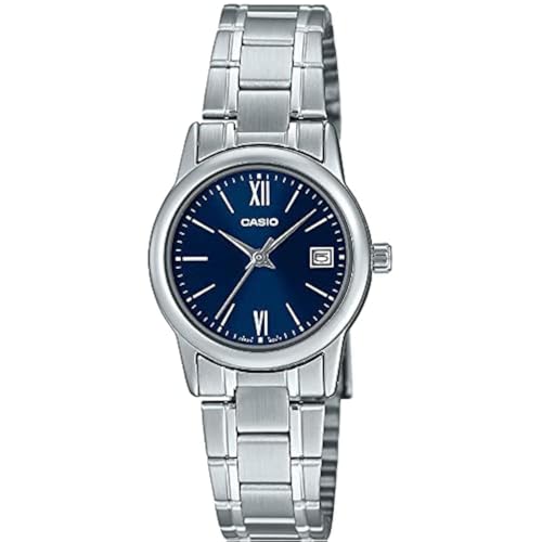 Casio Ltp-V002D-2B3 Women'S Standard Stainless Steel Blue Dial Date Watch