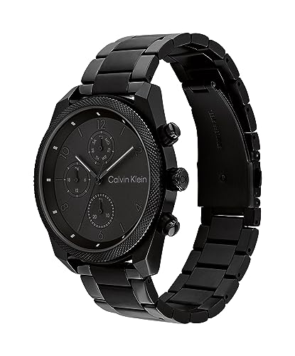 Calvin Klein Orologio Analogico Multifunzione Al Quarzo Da Uomo Collezione Impact Con Cinturino In Acciaio Inossidabile O In Pelle, Stainless Steel, N