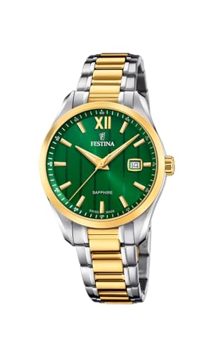 Festina Orologio Uomo F20027/3 Swiss Made Cassa In Acciaio Inox 316L Multi Cinturino In Acciaio Inox 316L Multi, Verde