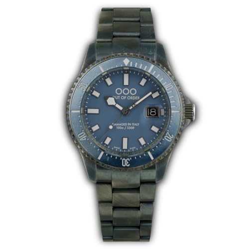 Out Of Order Casa Nova Blue Swiss Made Quarzo Acciaio Blu Data Zaffiro Orologio Uomo
