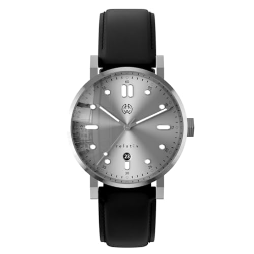 Henry Archer Relativ Vinter Swiss Quarzo Acciaio Nero Pelle Data Orologio Uomo