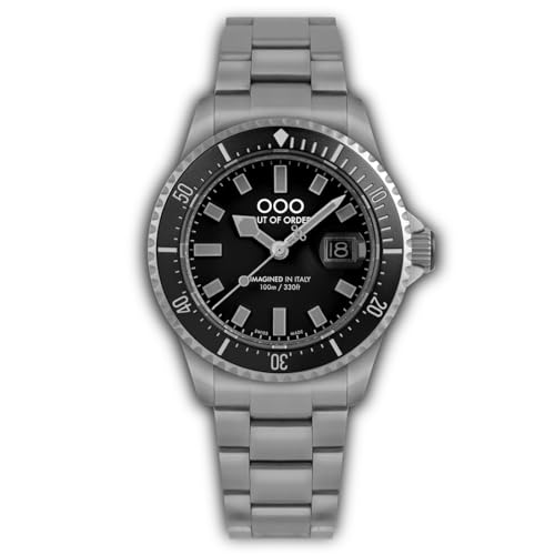 Out Of Order Casa Nova Black Acciaio Swiss Made Quarzo Nero Data Zaffiro Orologio Uomo
