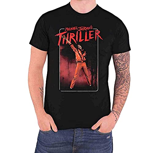 Rockoff Trade Michael Jackson Thriller White Red Suit T-Shirt, Nero (Black Black), X-Large Uomo