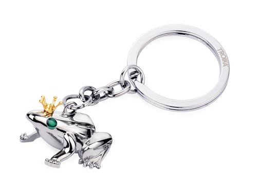 Troika Portachiavi Rana Con Corona – Froschkönig – Metallo Pressofuso – Cromato – Color Argento, Color Oro, Verde – Originale