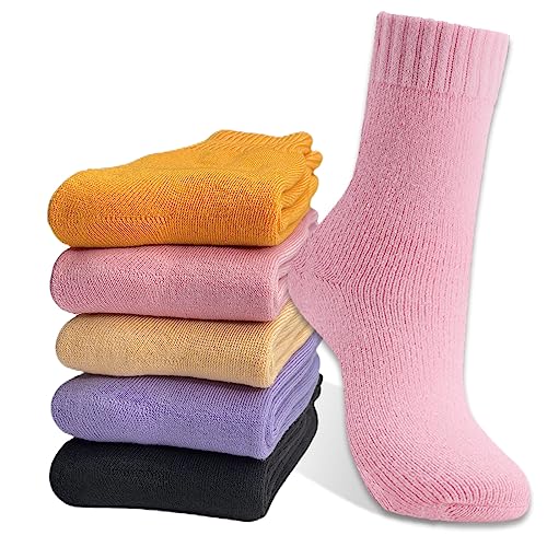 Hocerlu Calze Termiche Donna, 5 Paia Regalo Calzini Invernali Spugna Lana Termici E Caldi - Rinchiudi Il Calore Nel Freddo Inverno, Eu 35-42