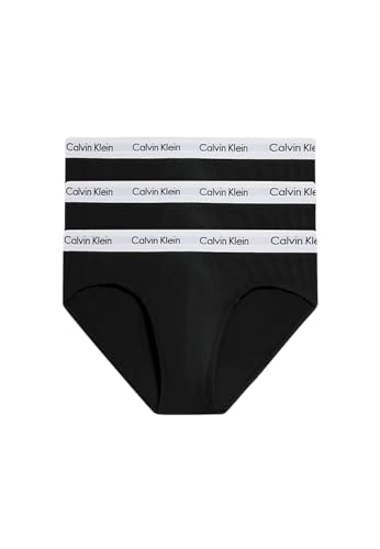 Calvin Klein Slip Hipster Confezione Da 3 Uomo Cotone Elasticizzato, Nero (Black), M