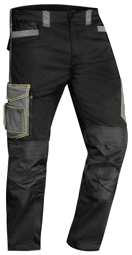 Ace Genesis Pantaloni Da Lavoro Da Uomo - Pantaloni Cargo Elasticizzati In Vita - Neri - 48