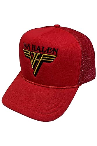 Rock Off Officially Licensed Products Van Halen Cappellino Da Baseball Text Band Logo Nuovo Ufficiale Rosso Trucker Size One Size