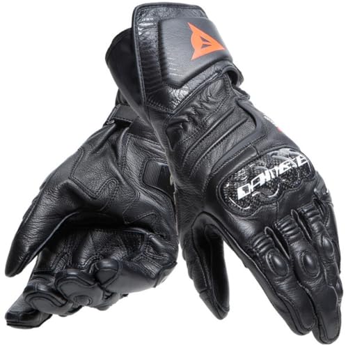 Dainese - Carbon 4 Long Gloves, Guanto Moto Lungo In Pelle, Con Protezioni Delle Nocche In Carbonio, Uomo, Nero/Nero/Nero, M