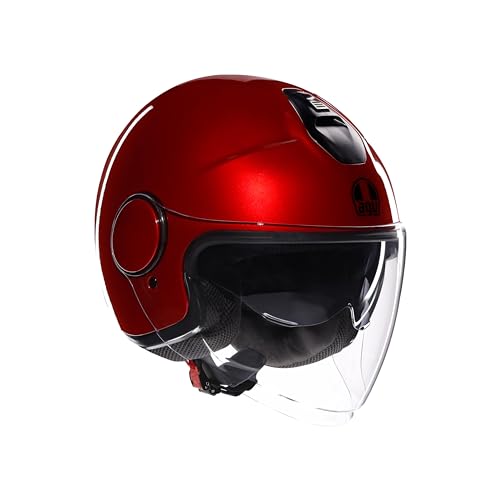 Agv - Eteres E2206, Casco Da Moto Jet Unisex, Casco Moto Open Face Con Anello Antifurto, Visiera Antigraffio E Anti-Uv, Tecnologia Con Assorbimento Is