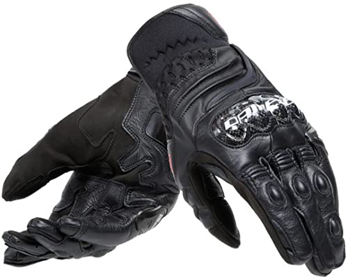 Dainese - Carbon 4 Short Gloves, Guanti Moto Corti In Pelle, Con Protezioni Delle Nocche In Carbonio, Uomo, Nero/Nero, L
