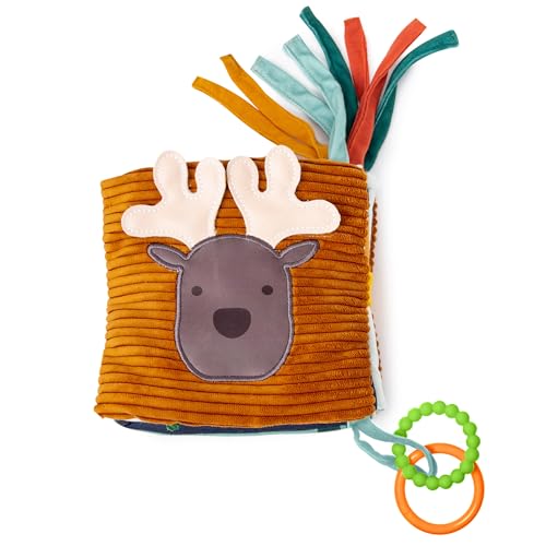 Little Big Friends Soft Activity Book 2 In 1 | Multipurpose Developmental Toy | Easily Attaches To Crib | Teething Ring | Forest
