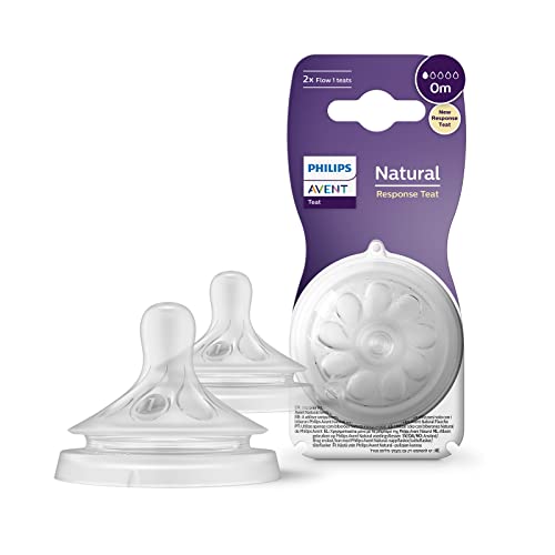 Philips Avent Tettarella Per Biberon Natural Response - 2 Tettarelle Per Biberon A Flusso 1, Per Neonati, Senza Bpa (Modello Scy961/02)