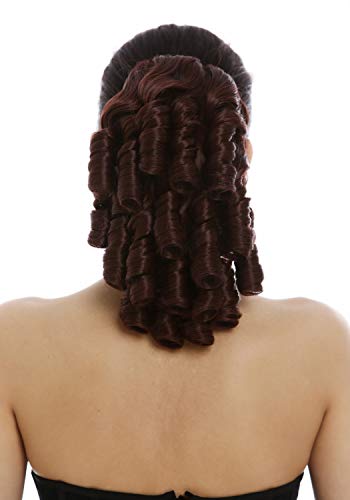 Wig Me Up-2213-Ht33 Toupet Coda Ricci Ricci A Spirale Ricci A Cavatappo Boccoli Barocco Vittoriano Mogano