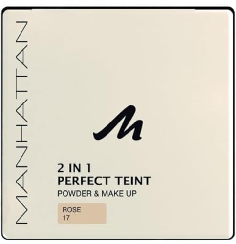 Manhattan 2 In 1 Perfect Teint Powder – Polvere E Trucco In Un Unico Colore Per Una Carnagione Perfettamente Uniforme, Colore Rosa 17 – 1 X 9 G