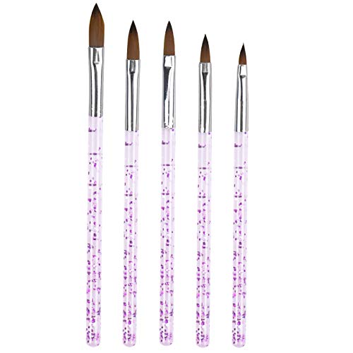 Avodova Pennelli Per Unghie, 5 Pz Pennello Acrilico Unghie, Pennello Costruttore Unghie Per Nail Art, Unghie Fai Da Te