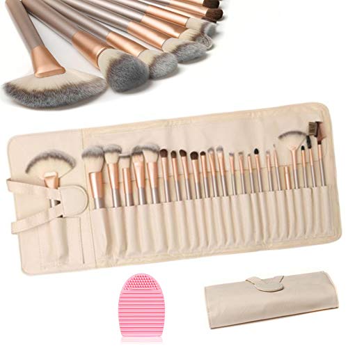 Hepaz Pennelli Make Up,24 Pcs Pennelli Trucco Make Up + 1 Pcs Uovo Di Lavaggio,Set Pennelli Professionali Per Volto Ombretti E Sopracciglio