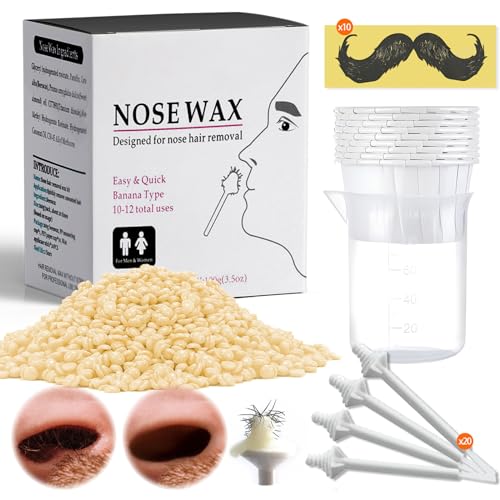 Naso Depilazione Kit, 20 Applicatori, Ceretta Per Naso E Orecchie, Kit Di Cera Per Il Naso Per Uomini E Donne Cera, Cera Naso-Veloce,Facile, Kit Di Ce