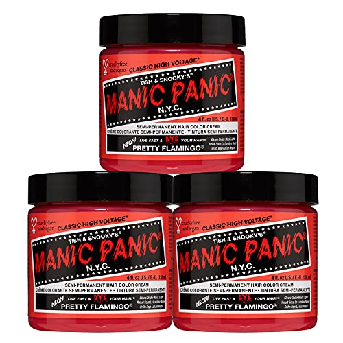 Manic Panic Pretty Flamingo Classic Creme, Vegan, Cruelty Free, Pink Semi Permanent Hair Dye 3 X 118Ml
