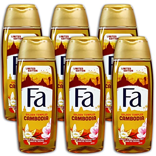 6 Lui Pacco Fa Dorato Temples Vaniglia Doccia Gel Bagno Doccia 6 X 250Ml