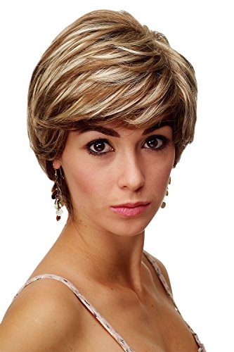 Wig Me Up - Parrucca Donna Acconciatura Corta Sexy & Carina Castano Biondo Mèches Corta Liscia Riga Ch-1309-L12-26