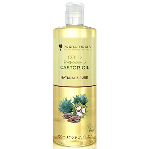 Pranaturals Olio Di Ricino Pressato A Freddo 500Ml - Per La Crescita Di Capelli E Ciglia - Per Ammorbidire La Pelle E Il Viso.